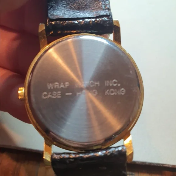 Vtg Wrap Goldtone/White Leather Rotating Dog Women's Watch - Picture 5 of 5